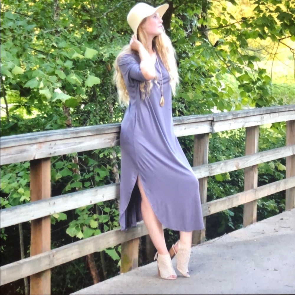 Purple T-shirt maxi Dress